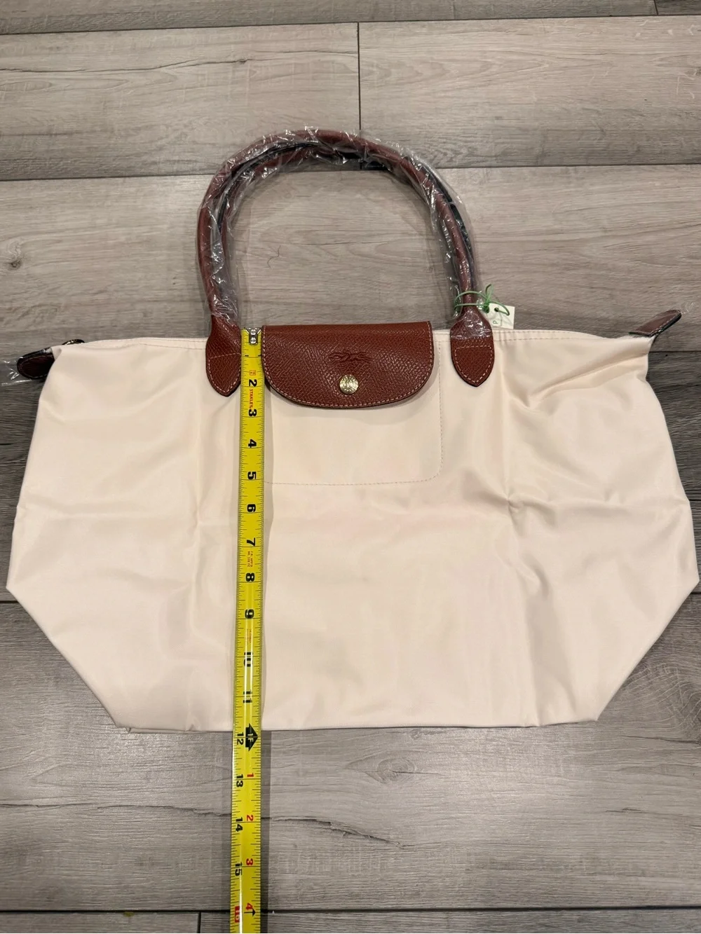 Longchamp Le Pliage cream/Brown/gold zipper tote bag #longchamp #tote Size large